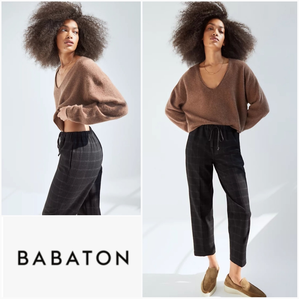BABATON S Jimmy Pant Trousers Black Fine Grid Size Small Aritzia